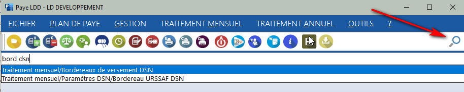 Recherche dans les menus